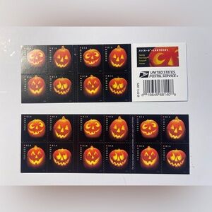 TWO (2) booklets Jack O’ Lanterns Halloween Pumpkins 40 Total Forever, MNH